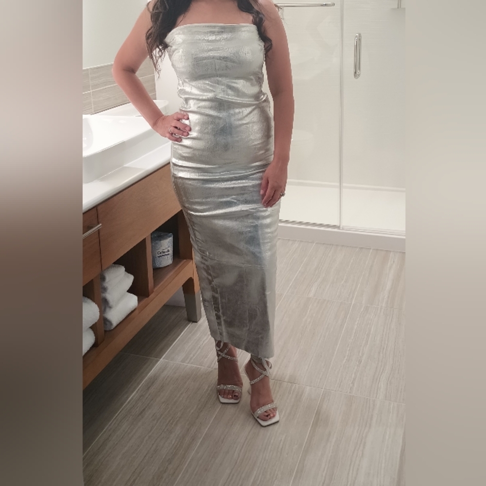 Zara ZW FITTED METALLIC DRESS